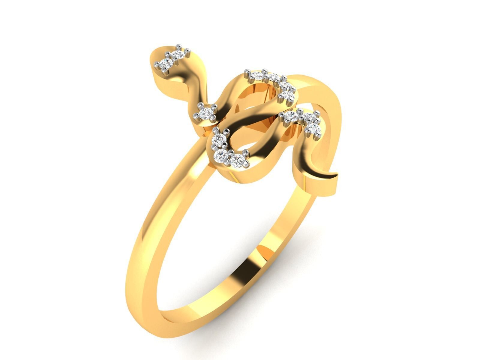 Ring-5868 gold ring with diamonds 3D print model_1