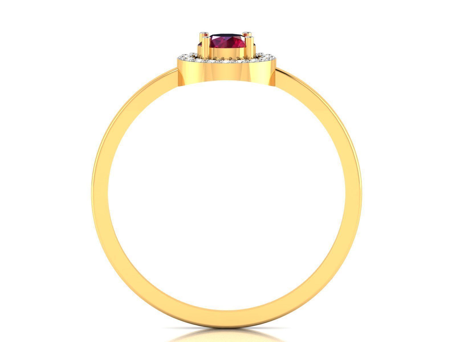 Ring-5861 gold ring with ruby stone and diamonds 3D print model_2