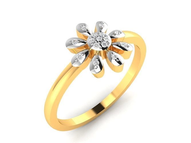Ring-5859 daisy ring gold with diamonds 3D print model