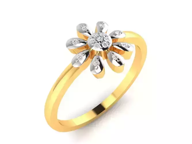 Ring-5859 daisy ring gold with diamonds