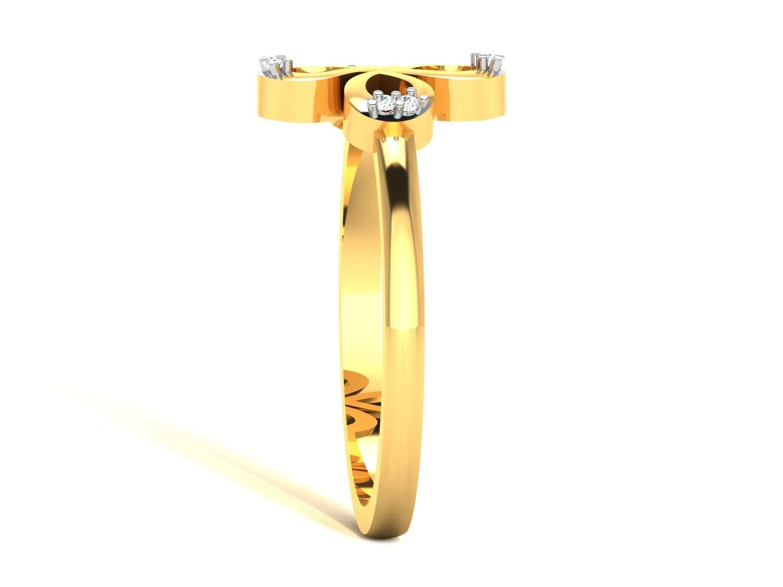 Ring-5857 clover diamond ring gold 3D print model_6