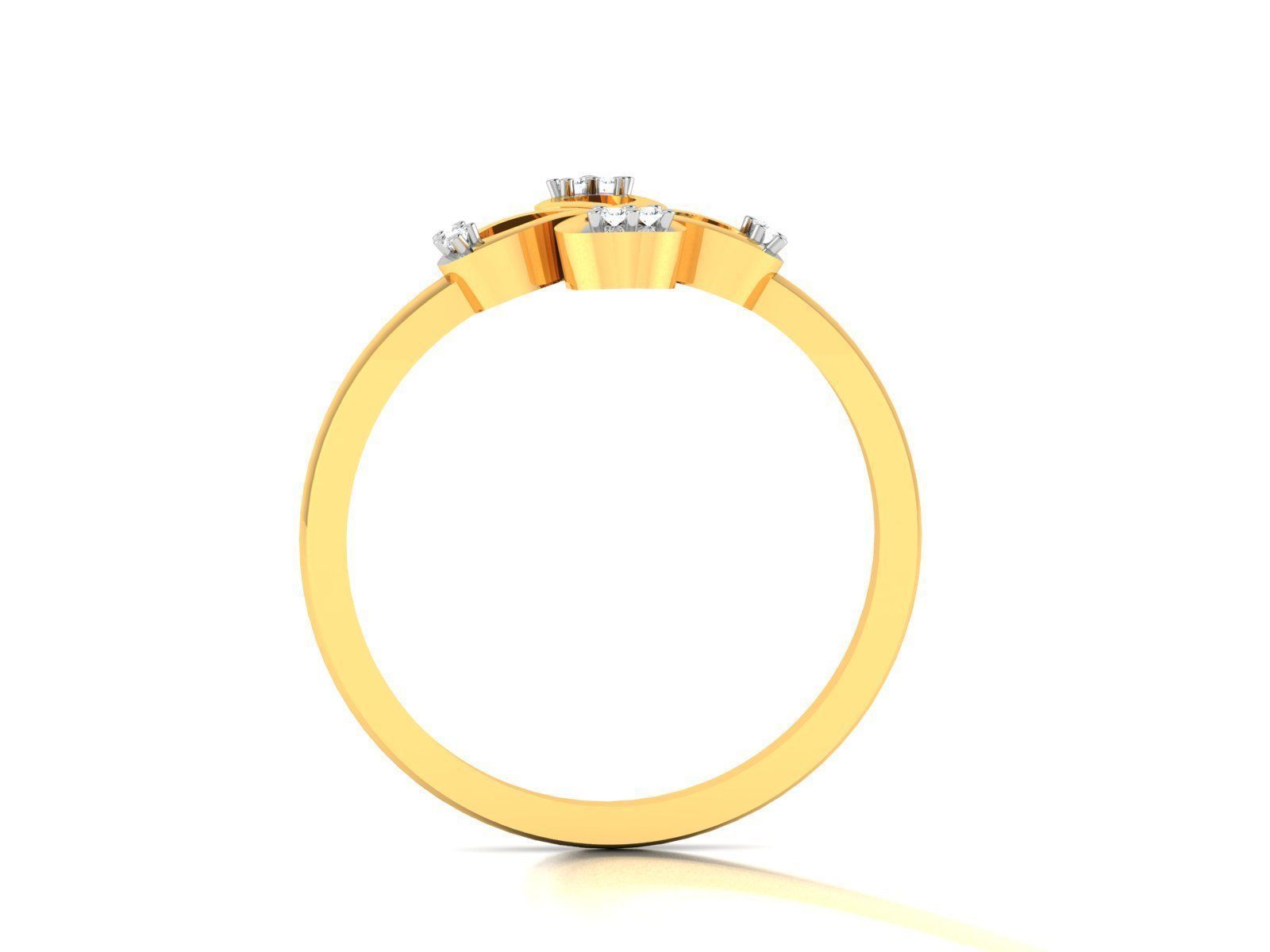 Ring-5857 clover diamond ring gold 3D print model_2