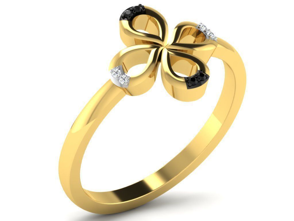 Ring-5857 clover diamond ring gold 3D print model_9