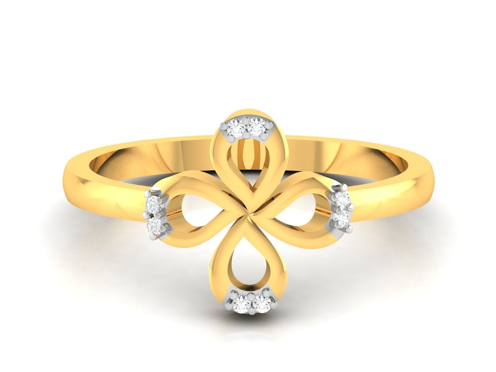 Ring-5857 clover diamond ring gold 3D print model_8
