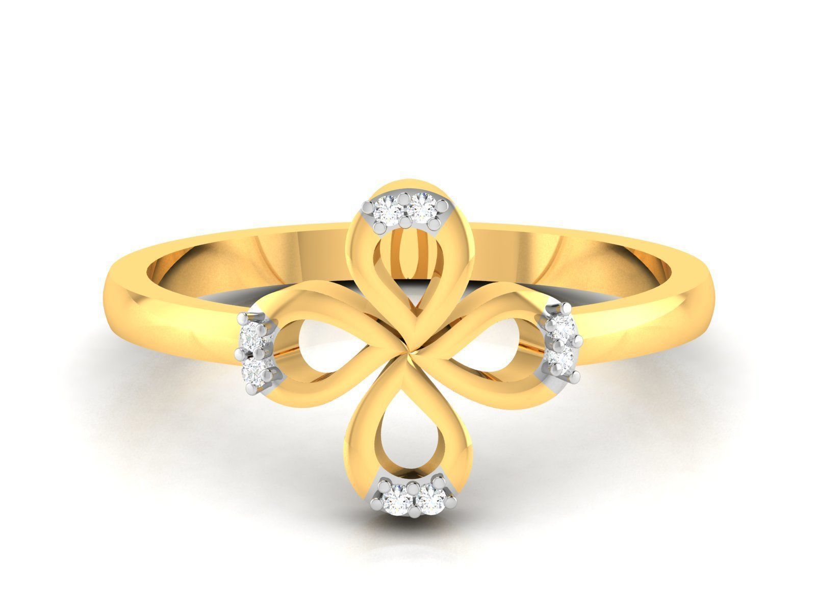 Ring-5857 clover diamond ring gold 3D print model_7