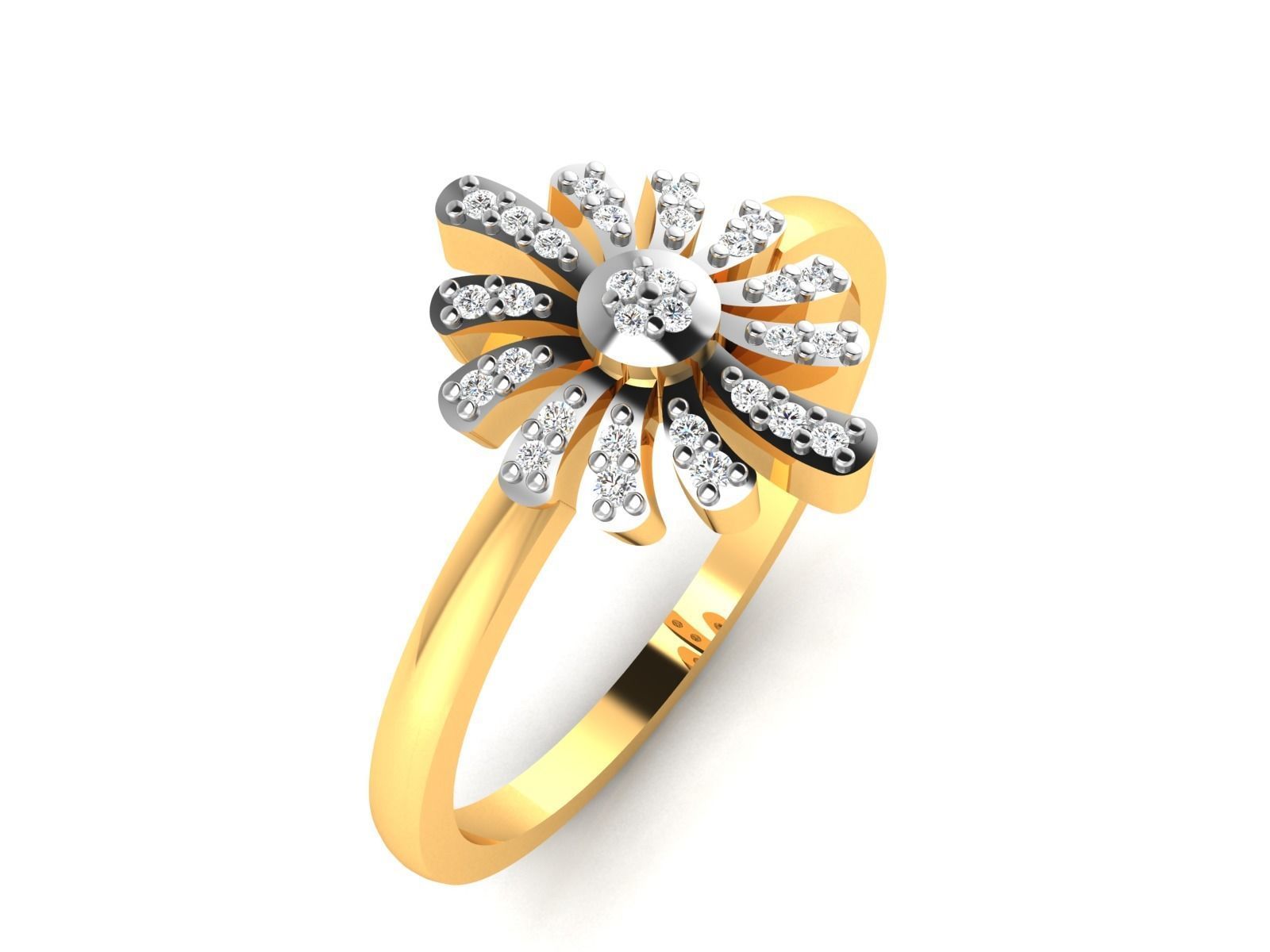 Ring-5850 diamond flower ring gold 3D print model_1