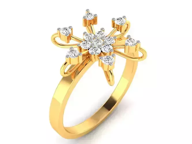 Ring-5839 diamond snowflake ring gold