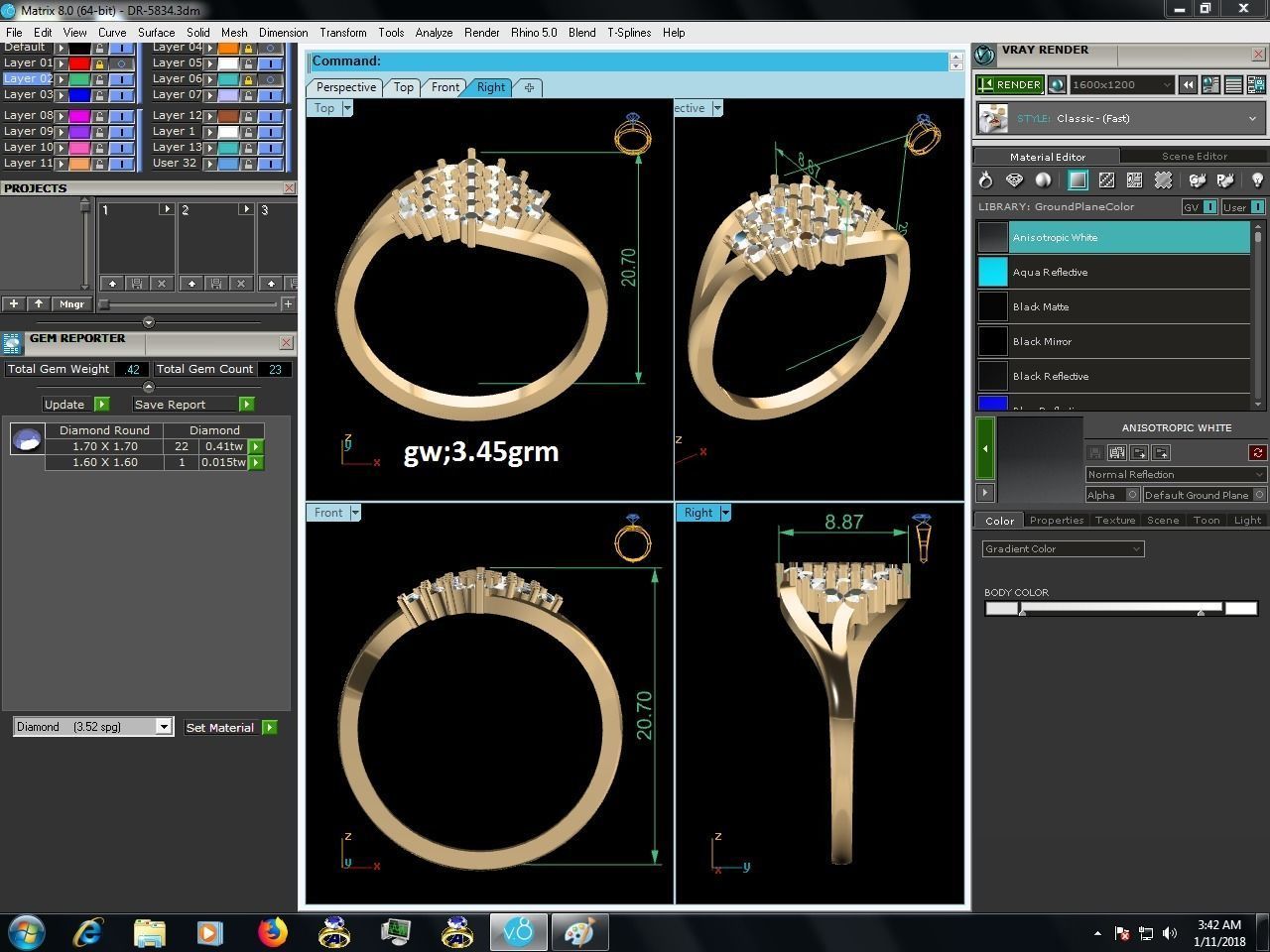 Ring-5834 diamond cluster ring gold 3D print model_9