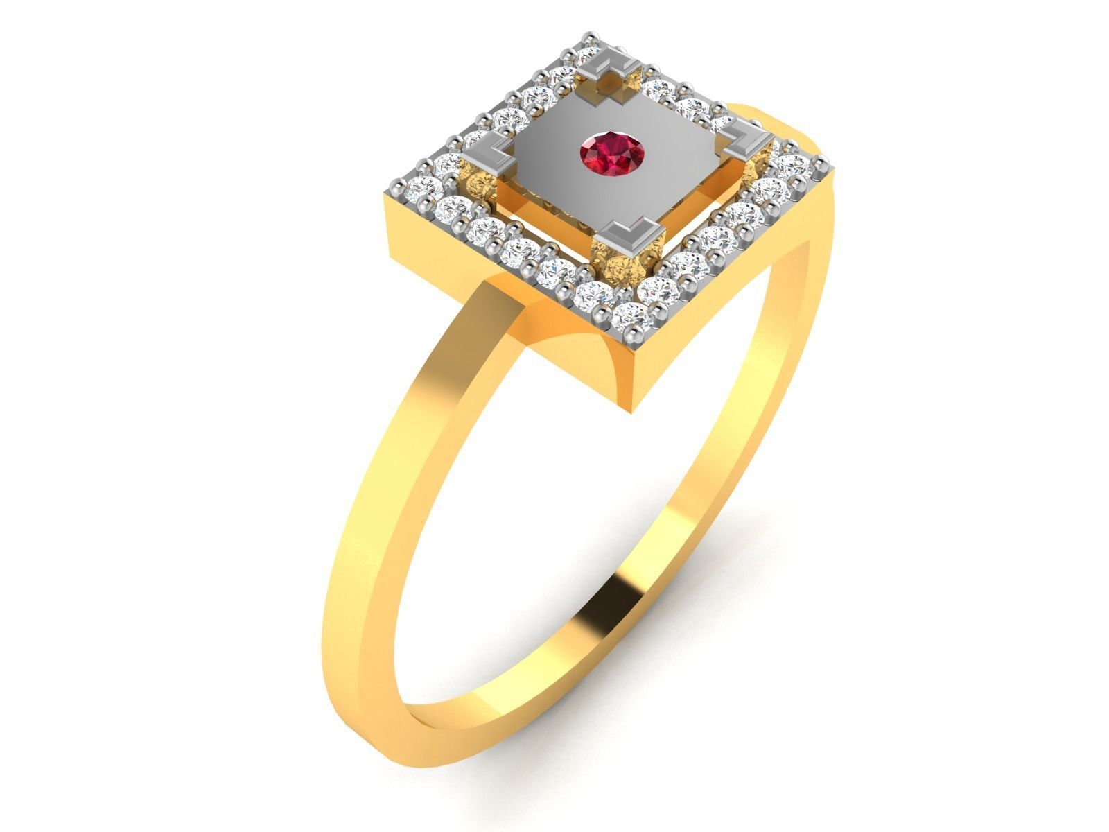 Ring-5797 diamond and ruby ring gold 3D print model_2