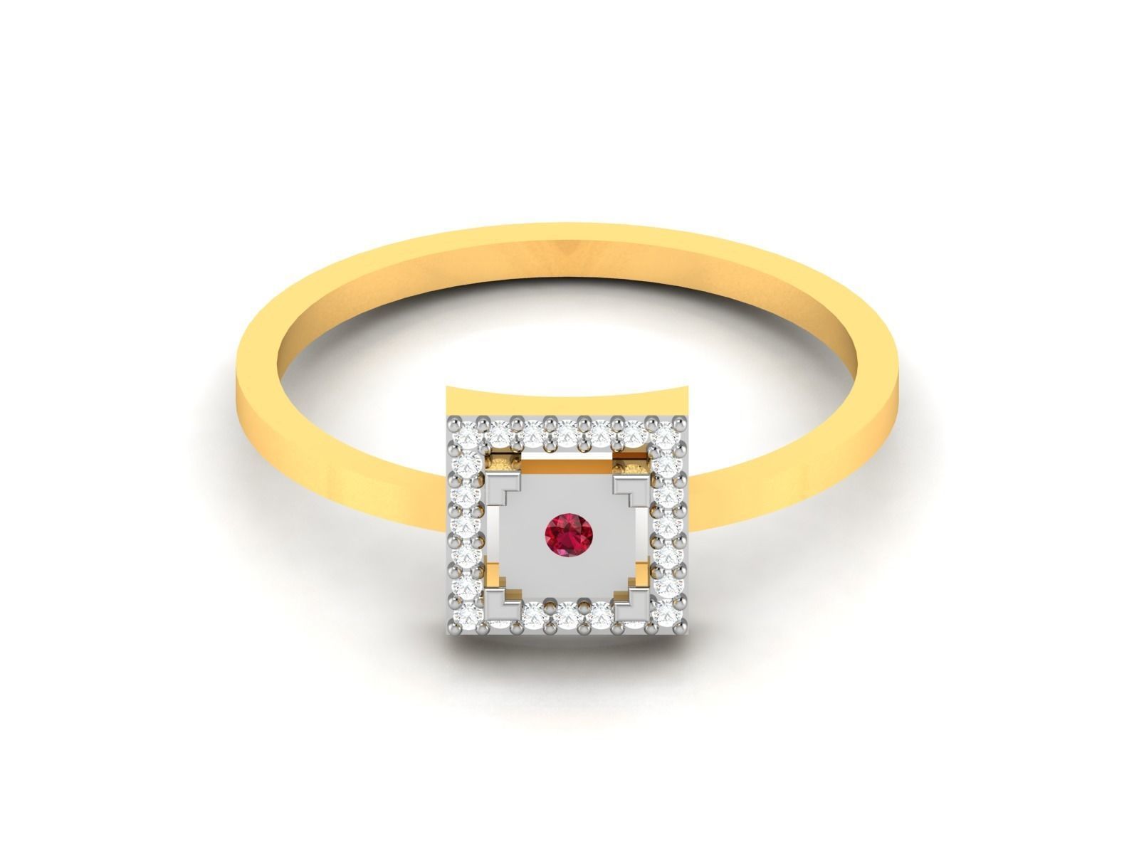 Ring-5797 diamond and ruby ring gold 3D print model_7
