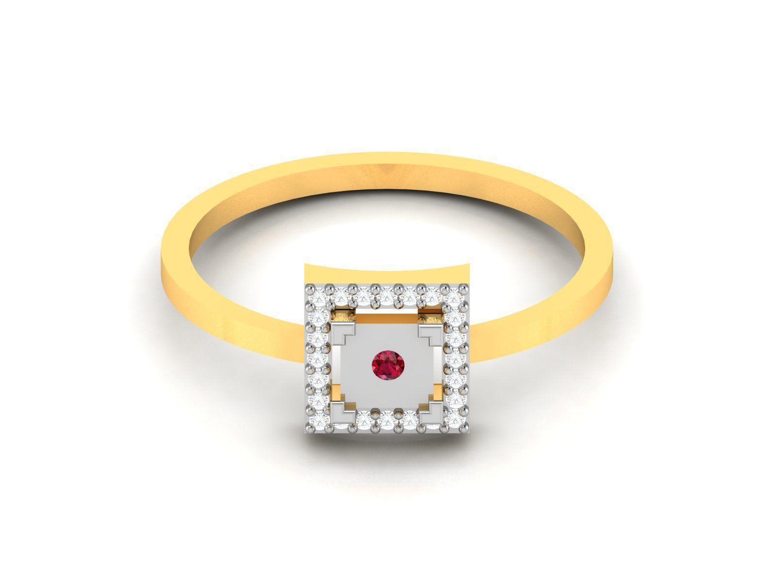 Ring-5797 diamond and ruby ring gold 3D print model_8