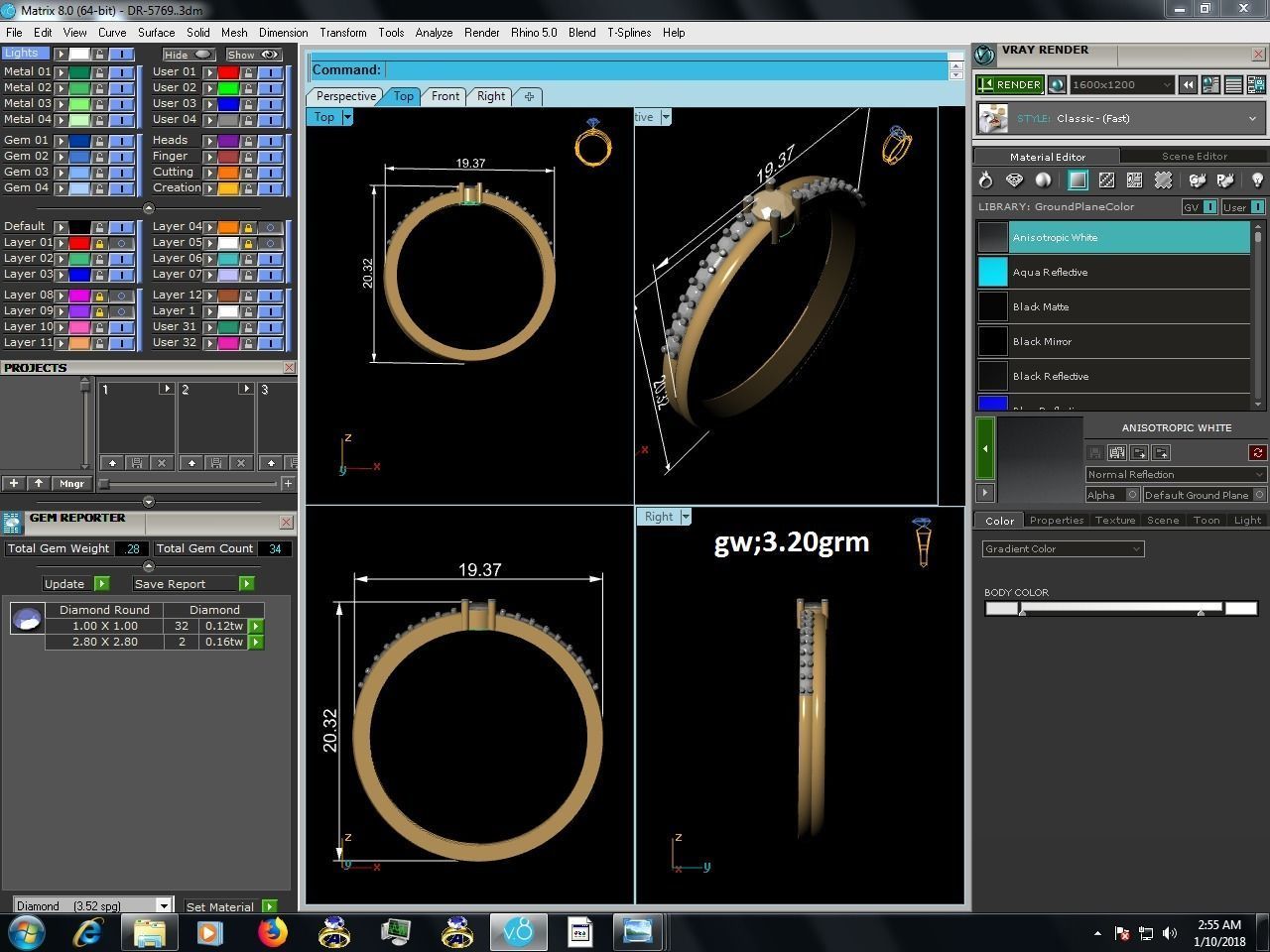 Ring-5769 gold ring with ruby stone and diamonds 3D print model_9