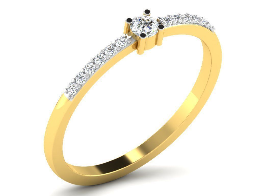 Ring-5766 gold ring with ruby stone and diamonds 3D print model_8