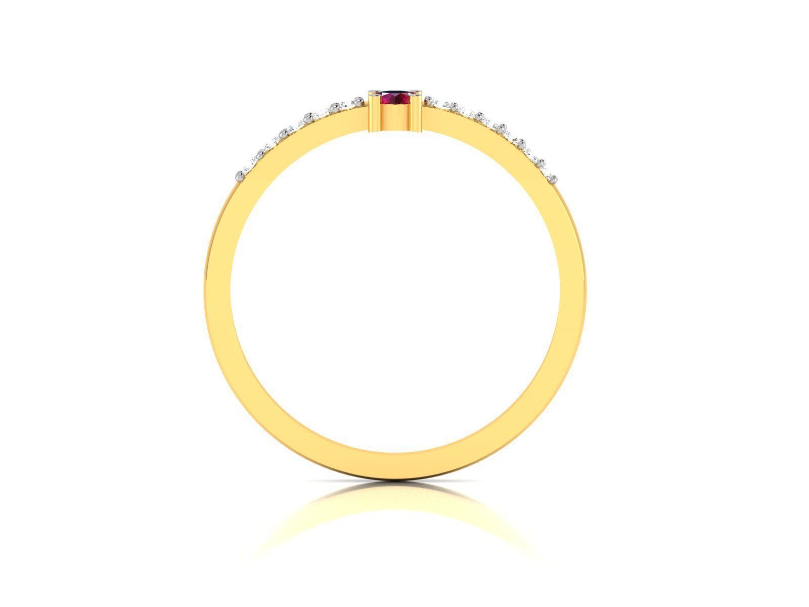 Ring-5766 gold ring with ruby stone and diamonds 3D print model_2
