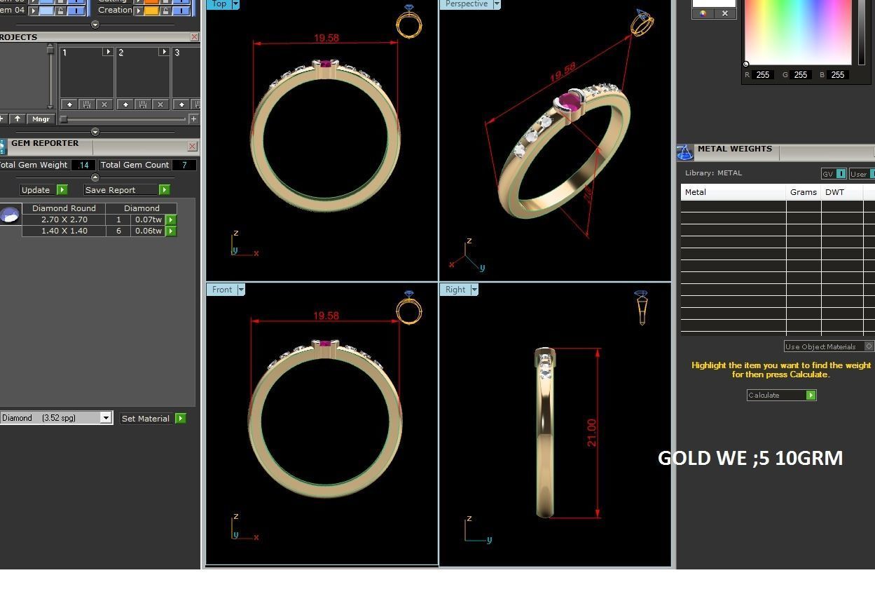 Ring-5765 gold ring with diamonds 3D print model_9
