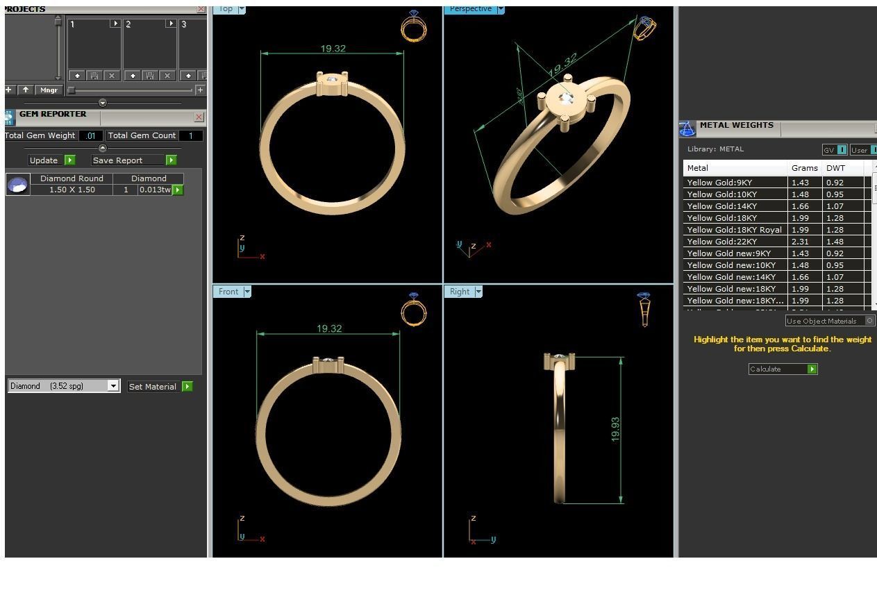 Ring-5764 gold ring with diamond 3D print model_9