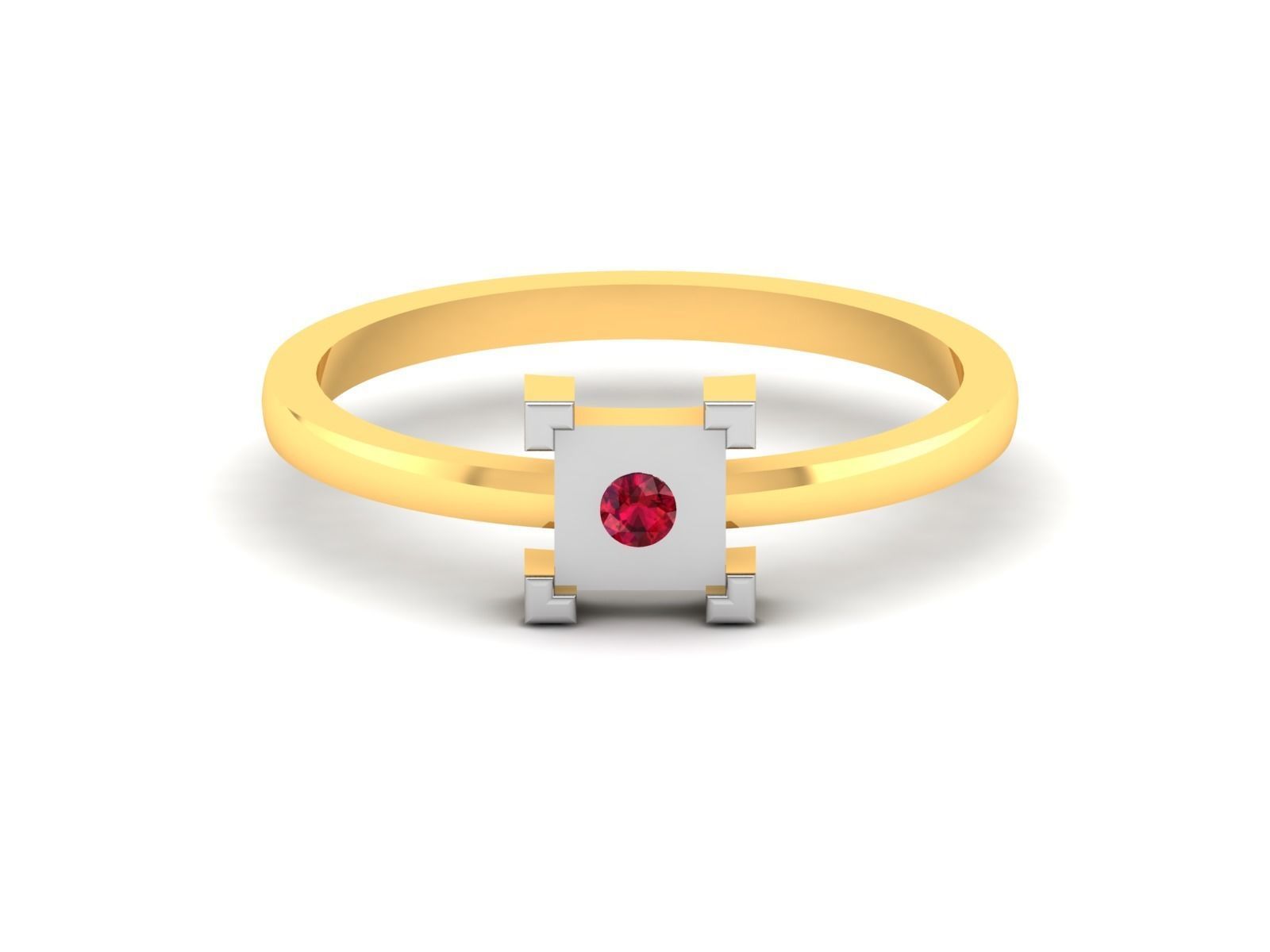 Ring-5762 engagement ring with princess cut diamond 3D print model_7