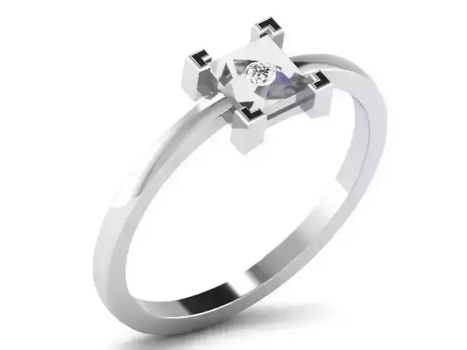 Ring-5762 engagement ring with princess cut diamond 3D print model