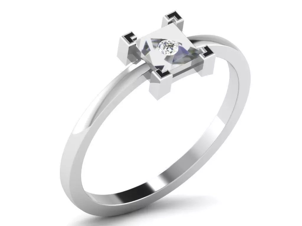Ring-5762 engagement ring with princess cut diamond 3D print model_0