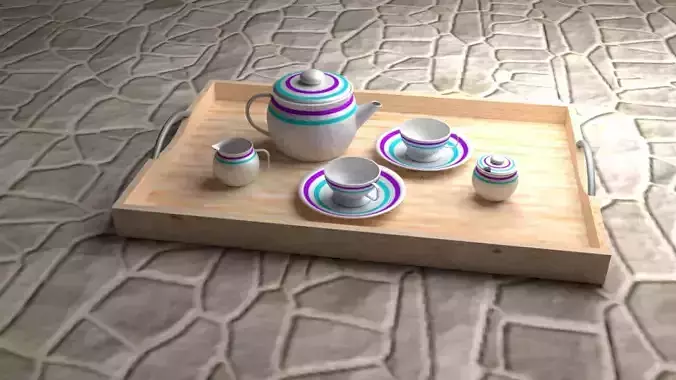 tray with dishes 3D model