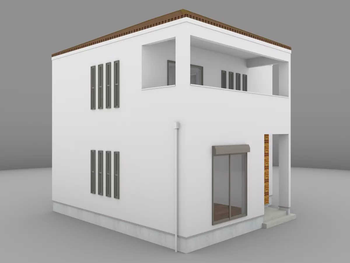 House model for background 03 Low-poly 3D model_0