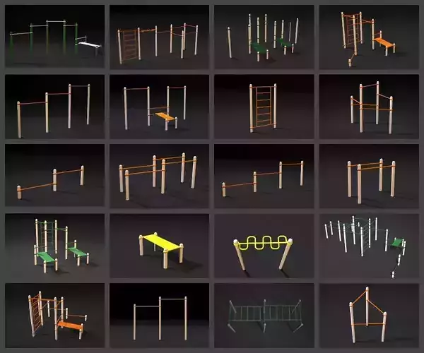 Workout playground set 3D model