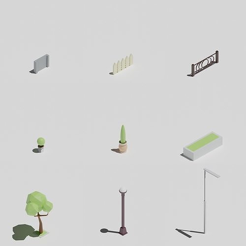Four-sided buildings 1 Low-poly 3D model 7