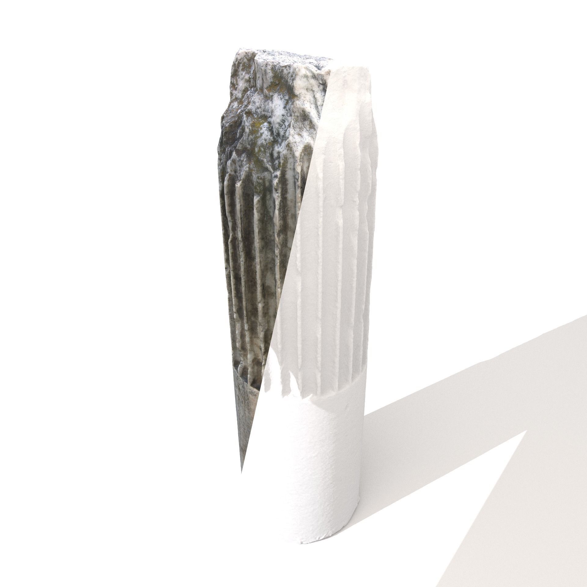 Scanned Damaged Greek Column Low-poly 3D model_2