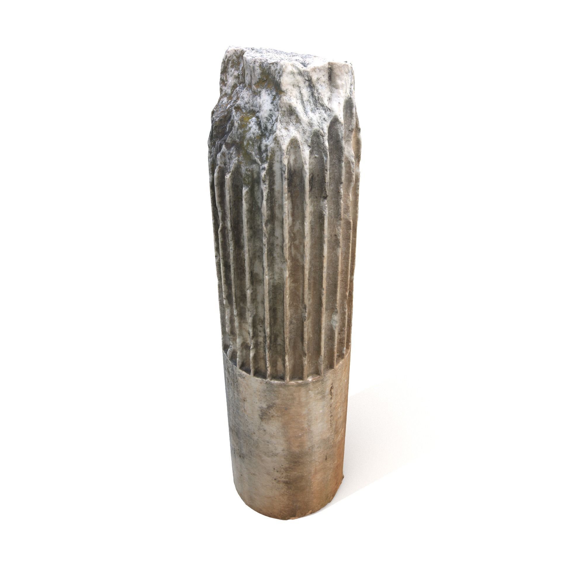 Scanned Damaged Greek Column Low-poly 3D model_0