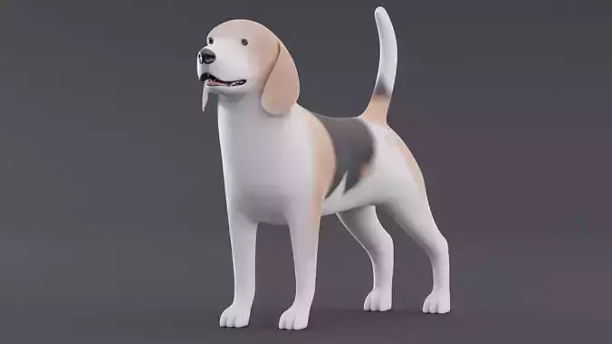Dog Beagle Low Poly Model Game AR VR Low-poly 3D model