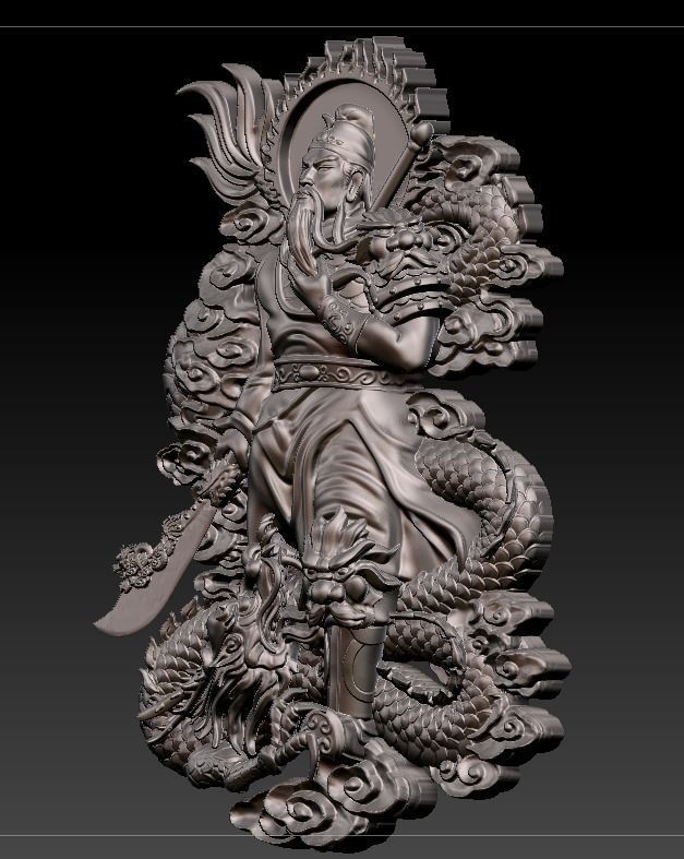 Guan Yu and dargon 3D print model_2