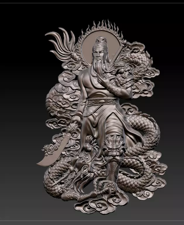 Guan Yu and dargon 3D print model_0