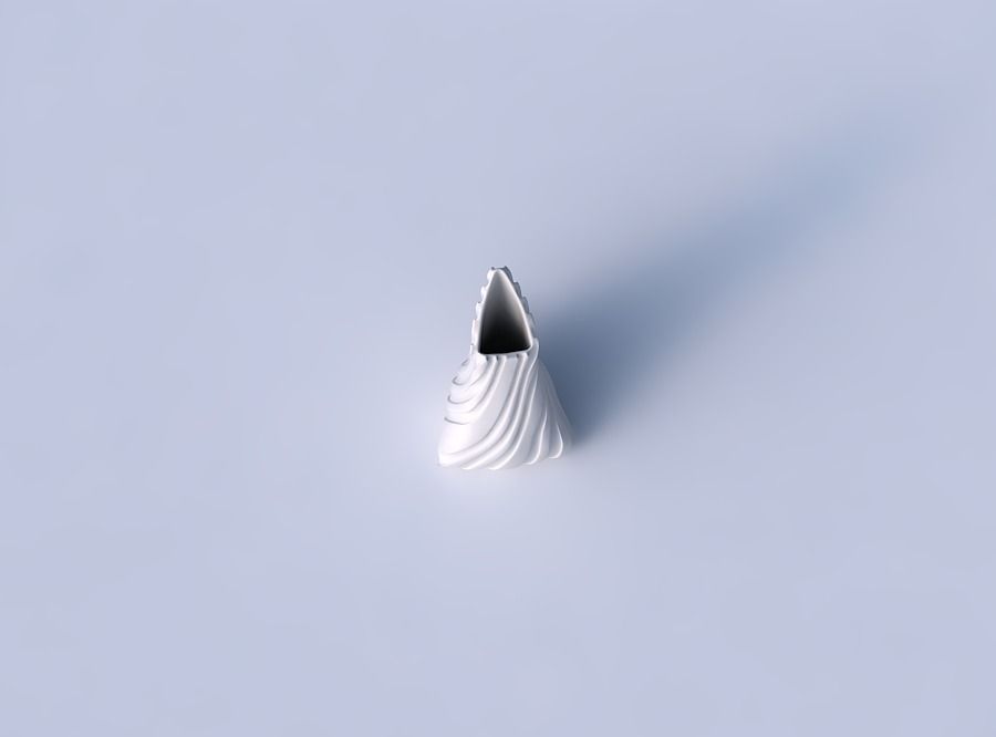 Vase grounded tipping triangle with twisted smooth ribbons    3D print model_2