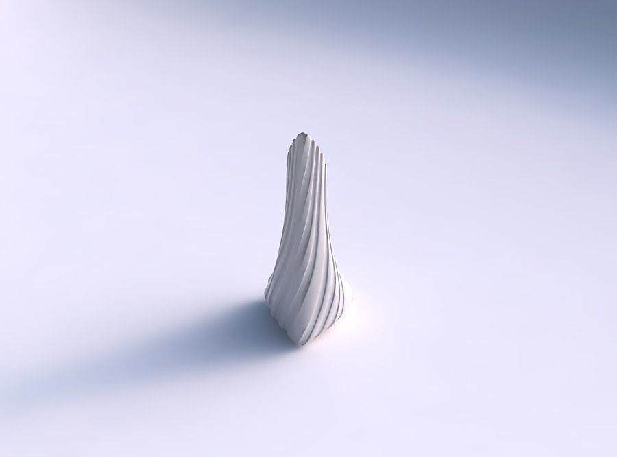 Vase grounded tipping triangle with twisted smooth ribbons    3D print model_0