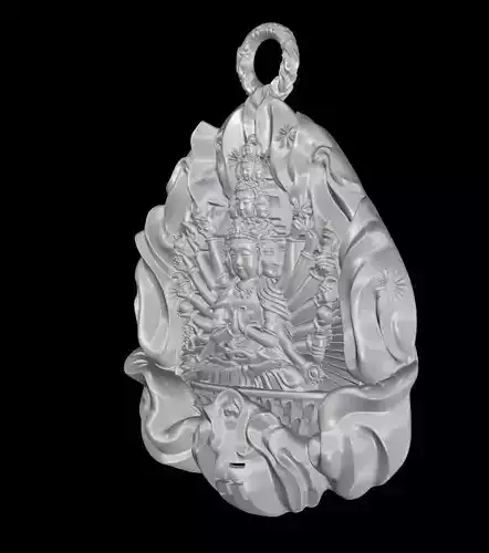 The Bodhisattva silver pendant with tear in it