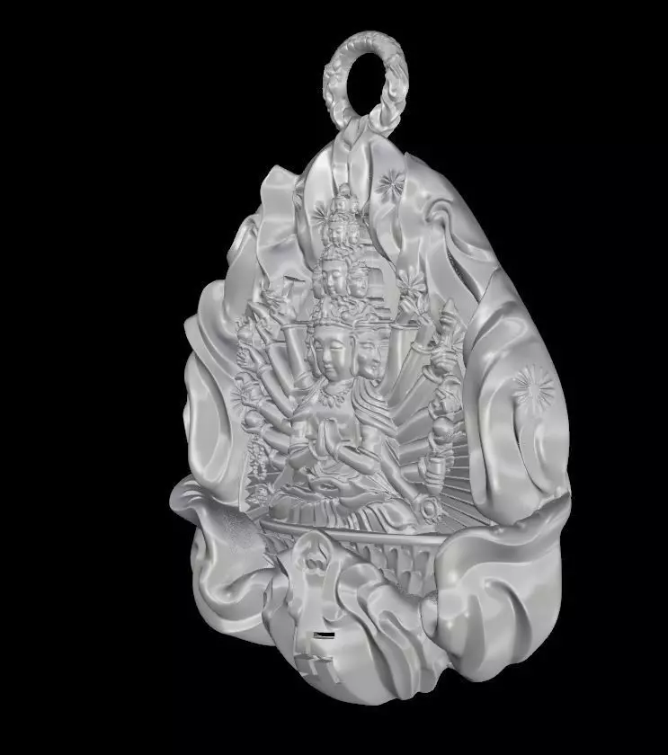 The Bodhisattva silver pendant with tear in it 3D print model_0