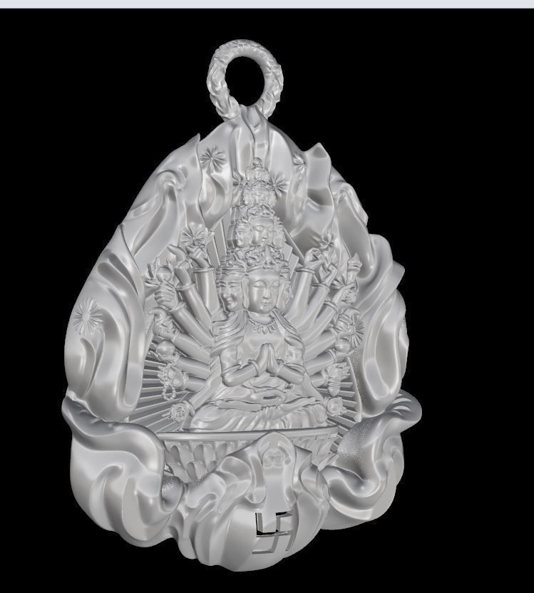 The Bodhisattva silver pendant with tear in it 3D print model_2
