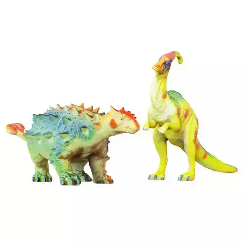 Two Toys Dinosaurs Parasaurolophus and Euplocephalus