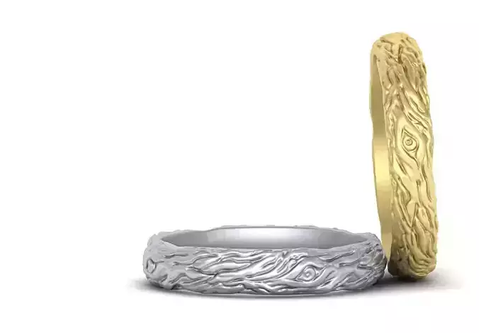 Twig Wedding Band 4mm wide band 3dmodel 3D print model
