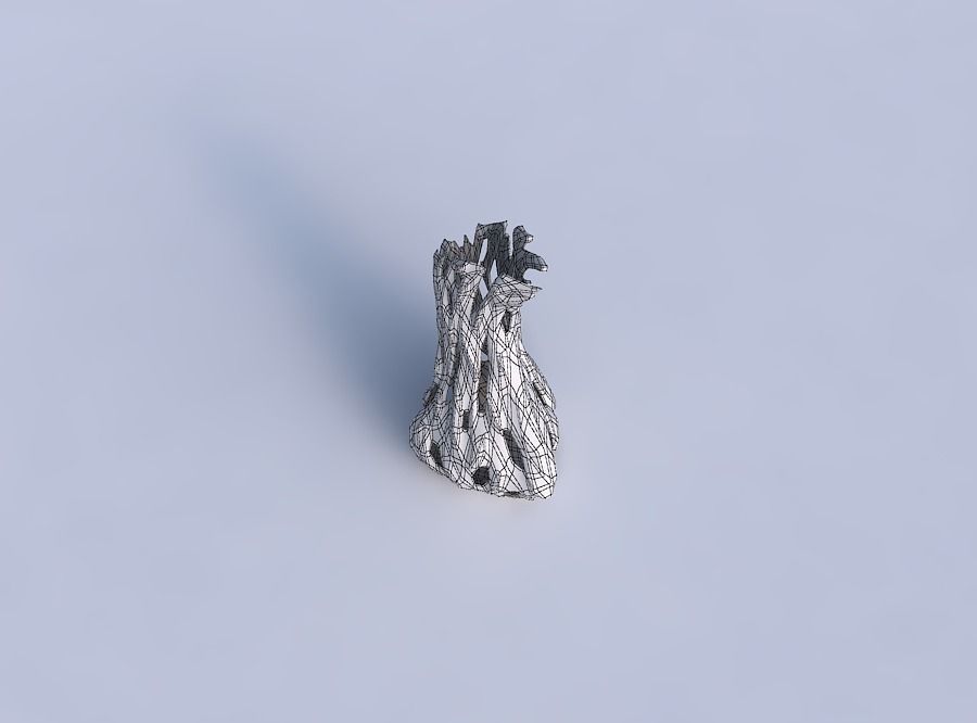 Vase puffy bent triangle with faceted cuts and bulges  3D print model_6