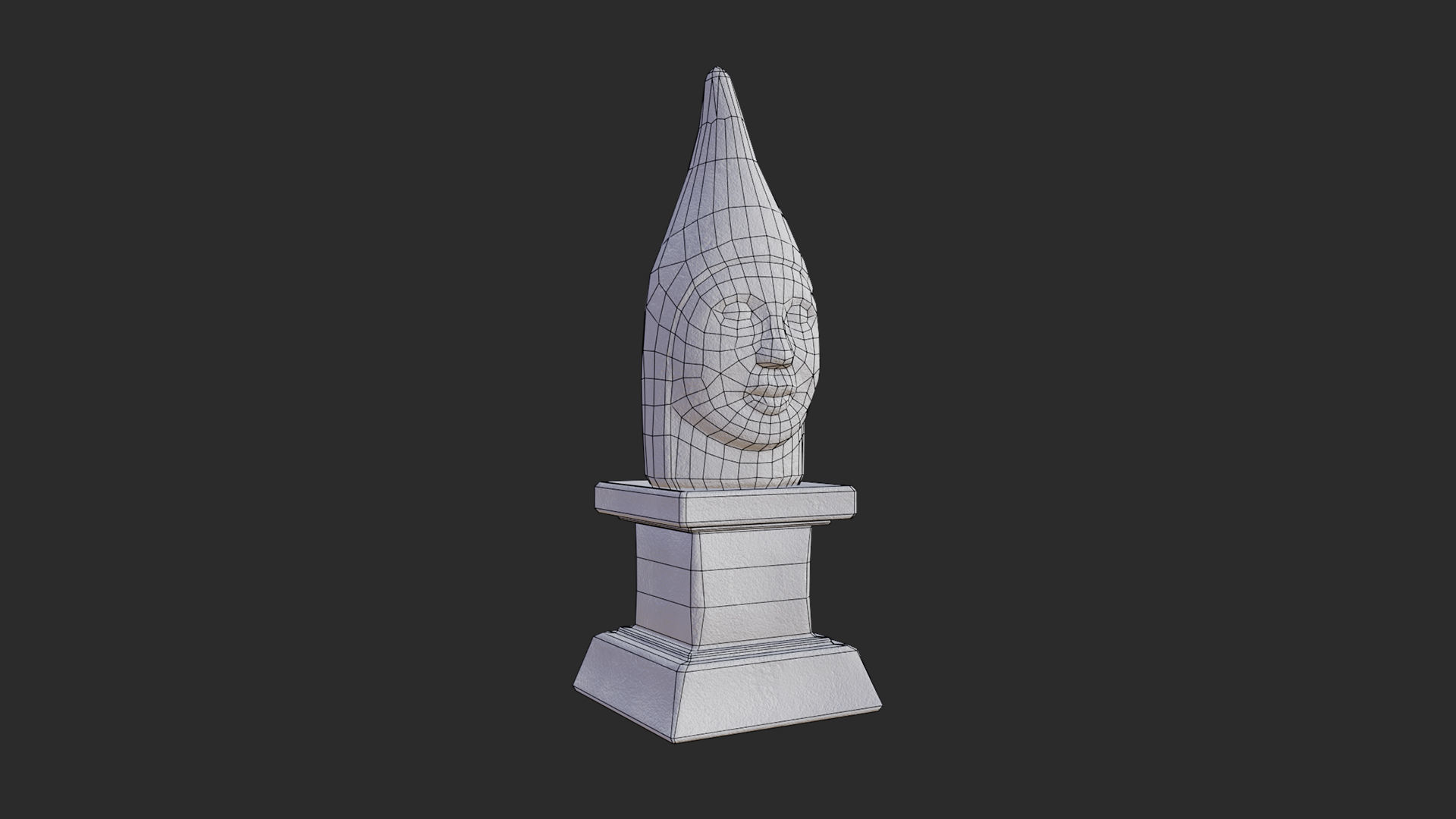 Queen Head Statue Low-poly 3D model_4