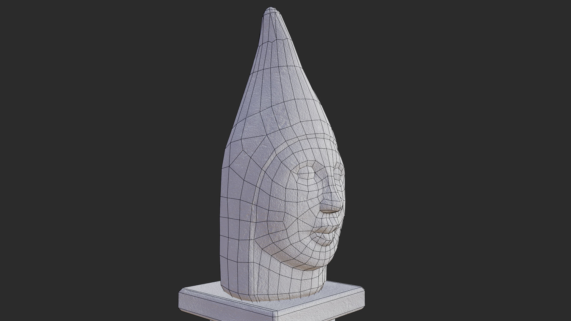 Queen Head Statue Low-poly 3D model_7