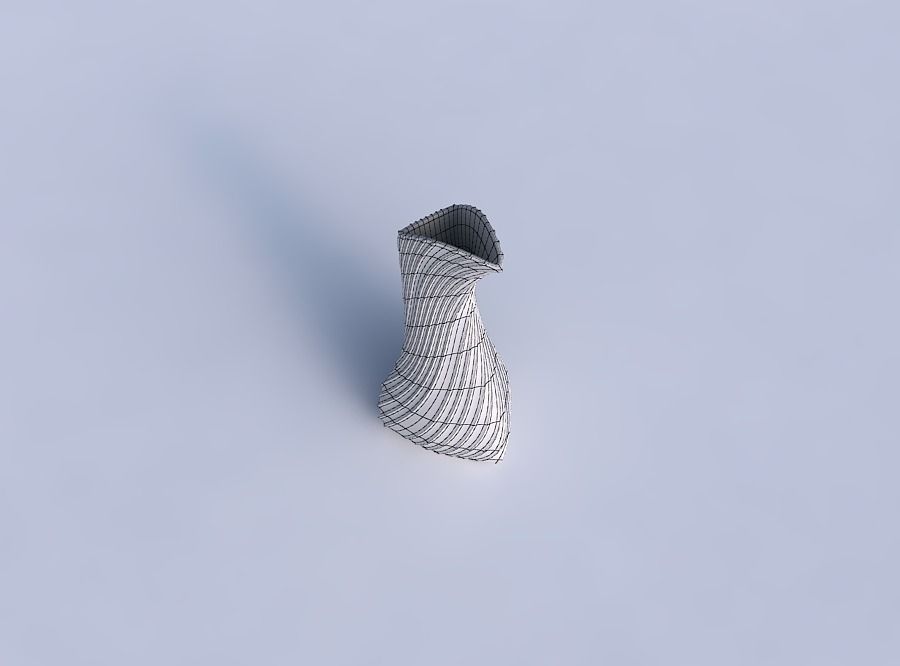 Vase puffy bent triangle with flowing extruded lines 3D print model_6