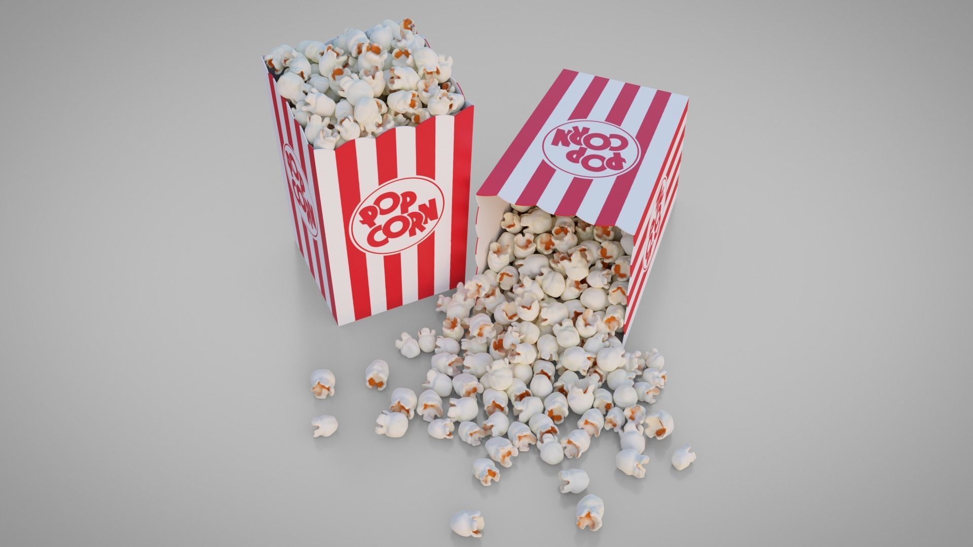Popcorn Box Cartoon 3D model_2