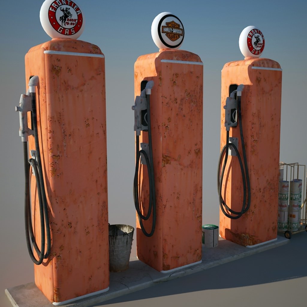 Gas station parts 3D Model .max .obj .c4d