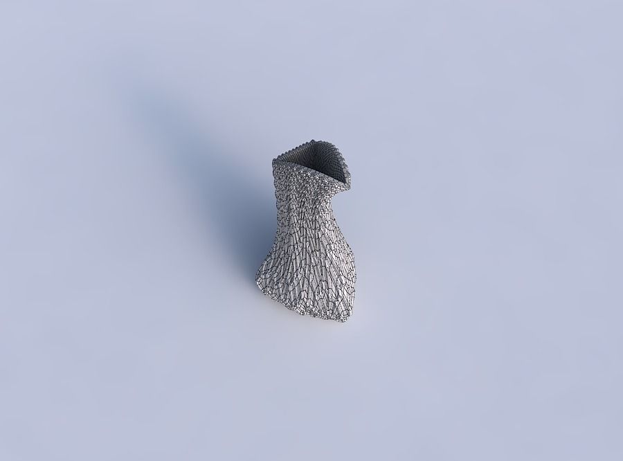Vase puffy bent triangle with grid piramides002 3D print model_6