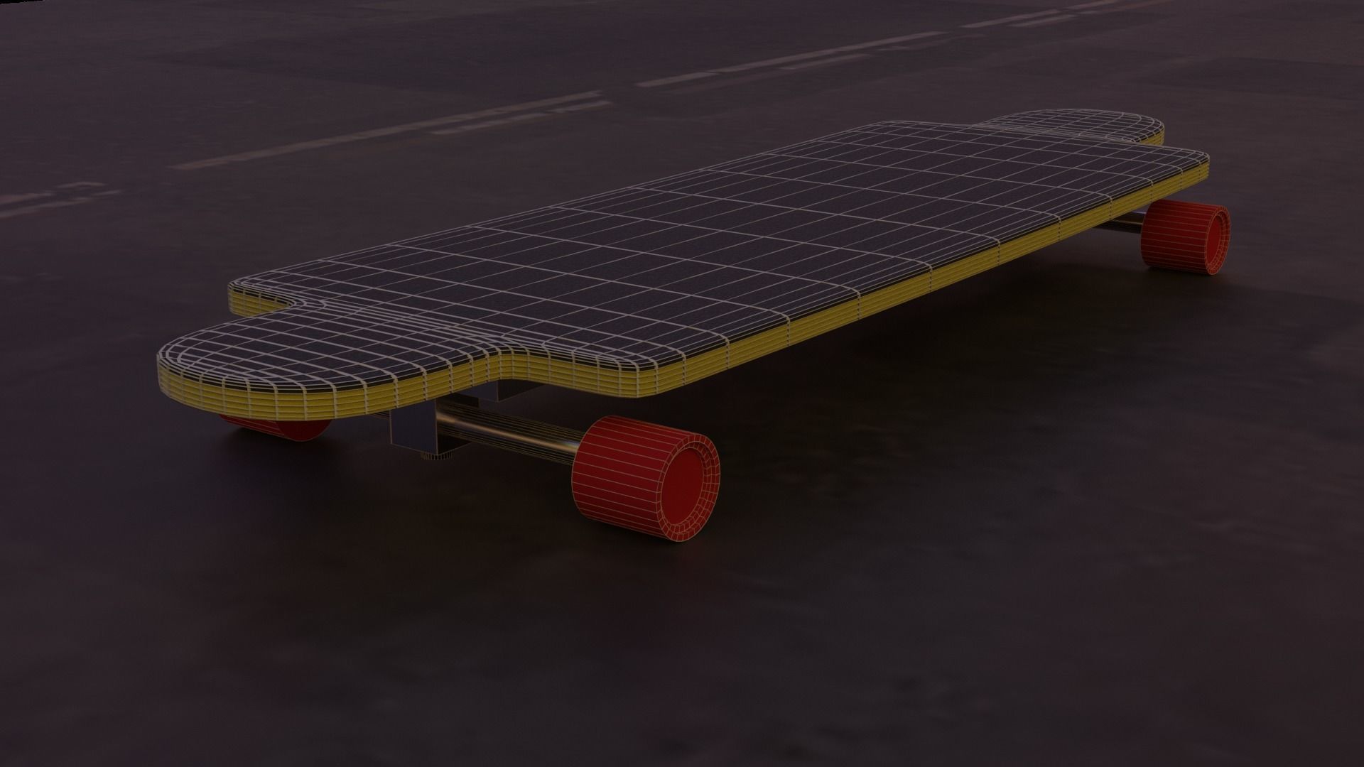 skate board Low-poly 3D model_1