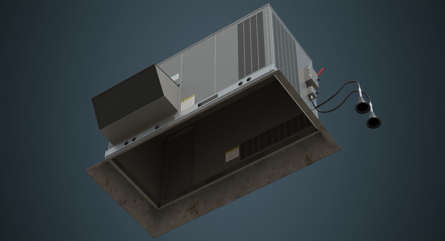 Rooftop AC Unit 2A Low-poly 3D model_10