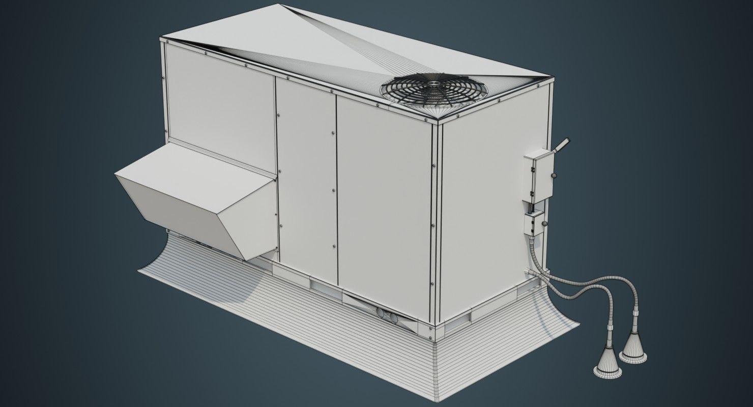 Rooftop AC Unit 2A Low-poly 3D model_4