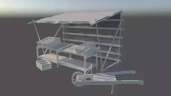 Mittelalter food stand with tables and chairs